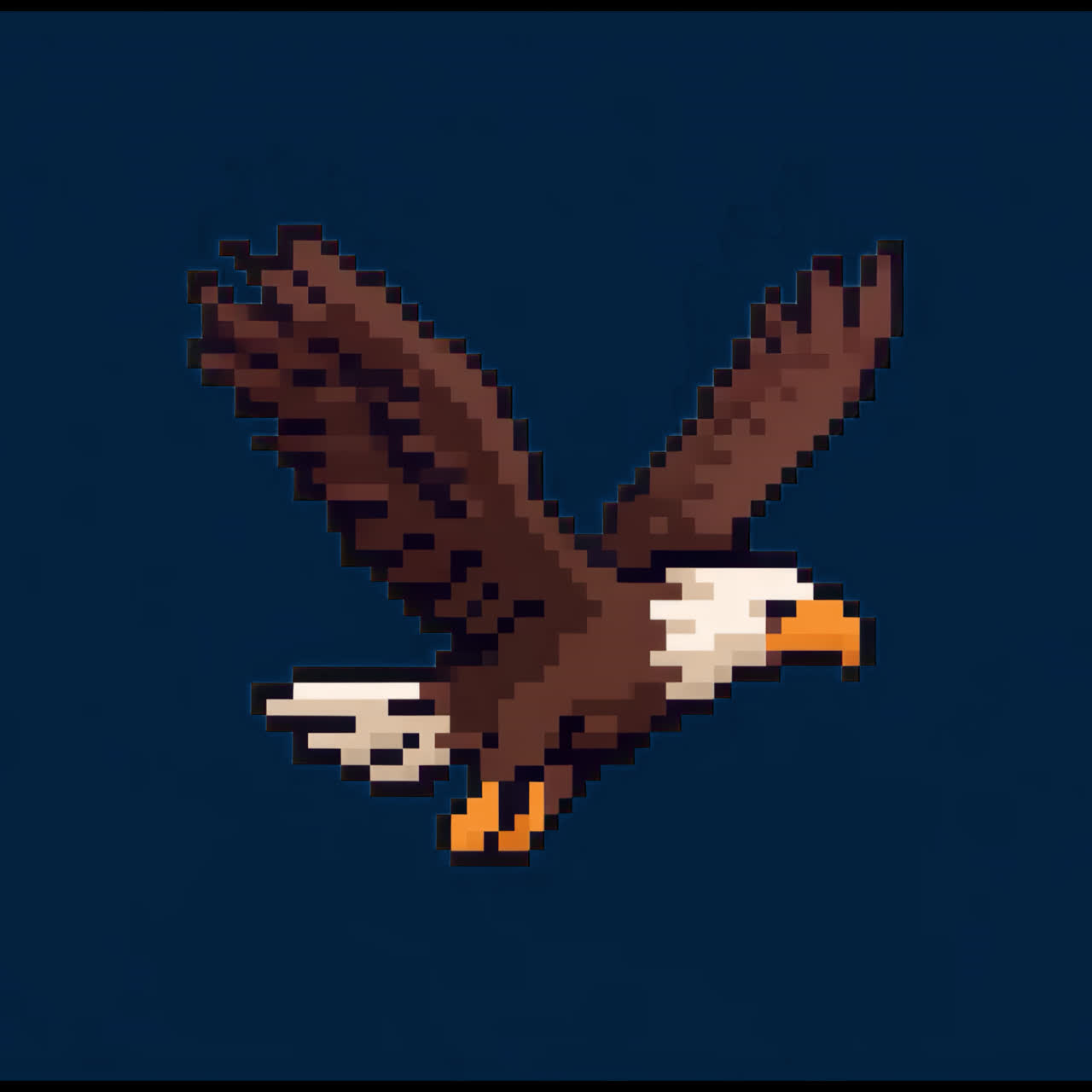 Pixelated eagle soaring sunset animation isolated asset, transparent 4K video, alpha channel, ProRes