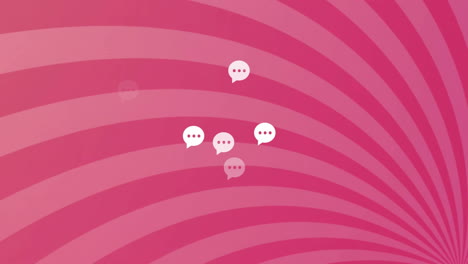 chat bubbles with ellipses over pink swirling background animation