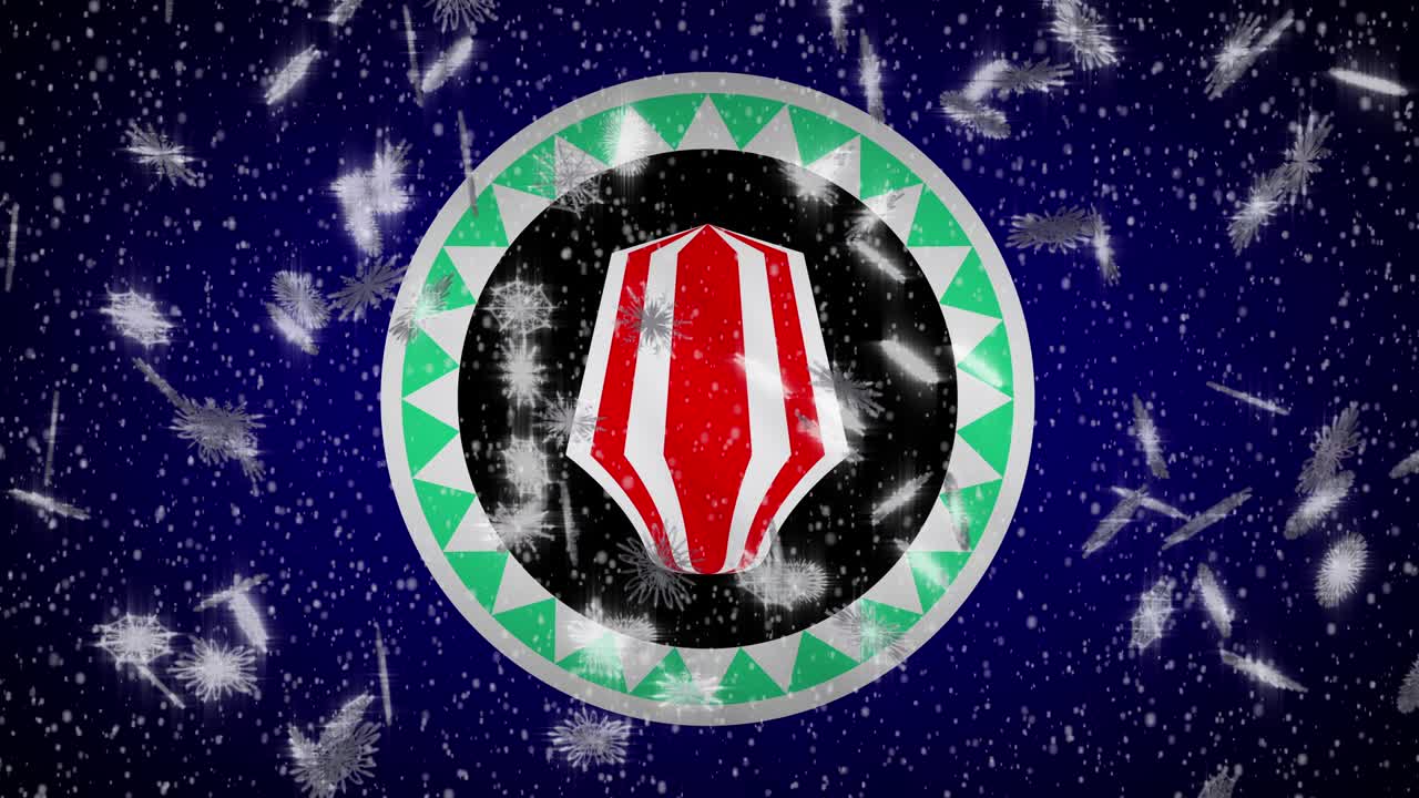Bougainville flag falling snow loopable, New Year and Christmas background, loop