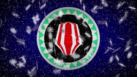 bougainville flag falling snow loopable, new year and christmas background, loop