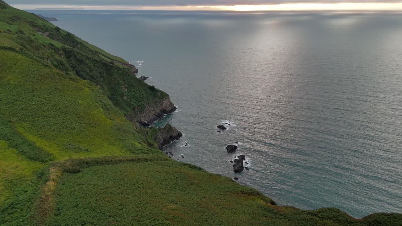Drone Flight Over The Torrs Cliffs and Rugged Coastline – Ilfracombe, Devon, UK