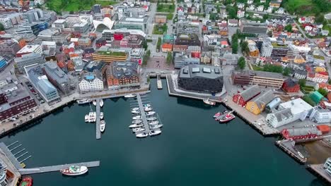 view of a marina in tromso, north norway