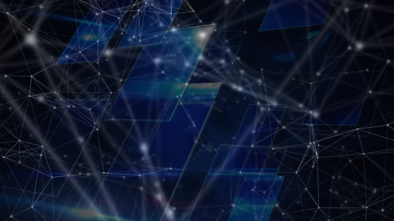 animación de redes de conexiones en fondo oscuro