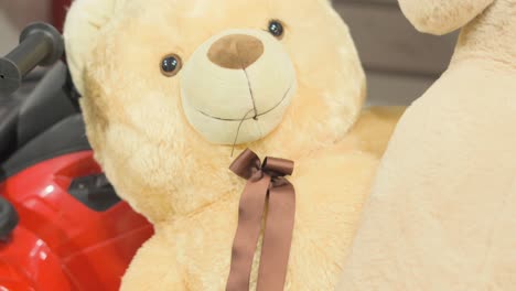 yellow colour teddy bear legs to face closeup view