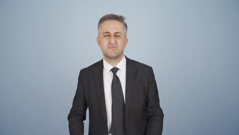 businessman closing the file in anger.