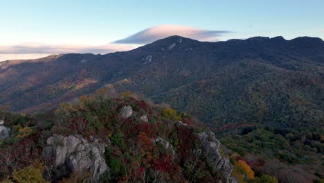 aerial fast pullout from grandfather mountain nc, north carolina in fall