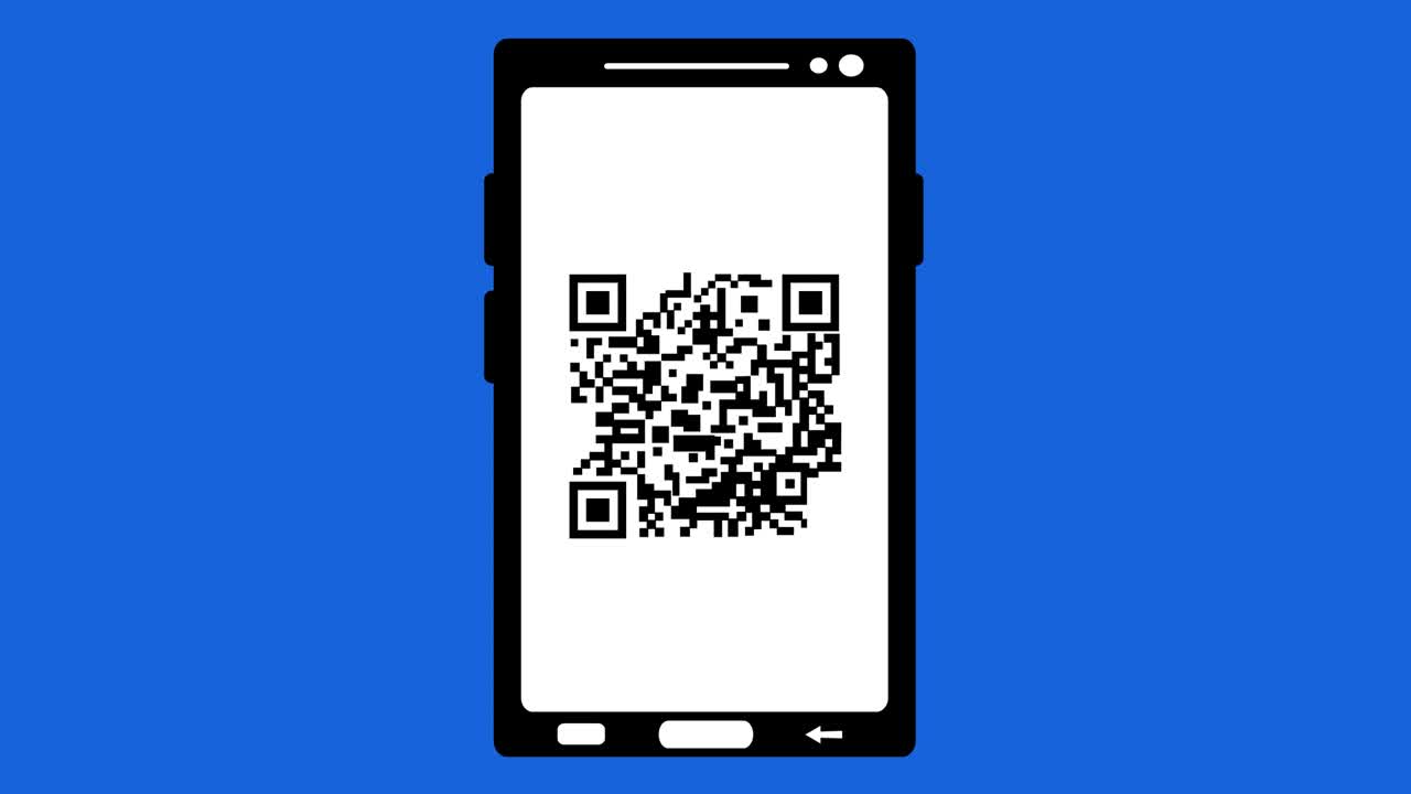 Loop animation of a mobile phone or smartphone scanning a QR code