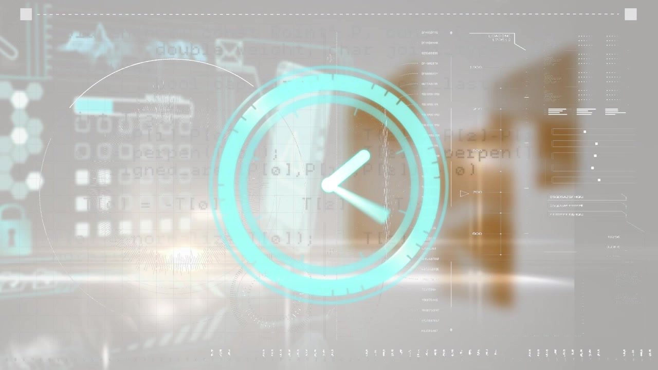 Animation of clock ticking over data processing