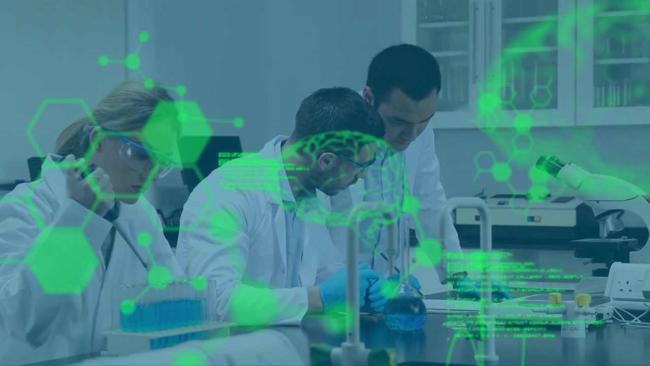 Animation of scientific data processing over diverse scientists in office