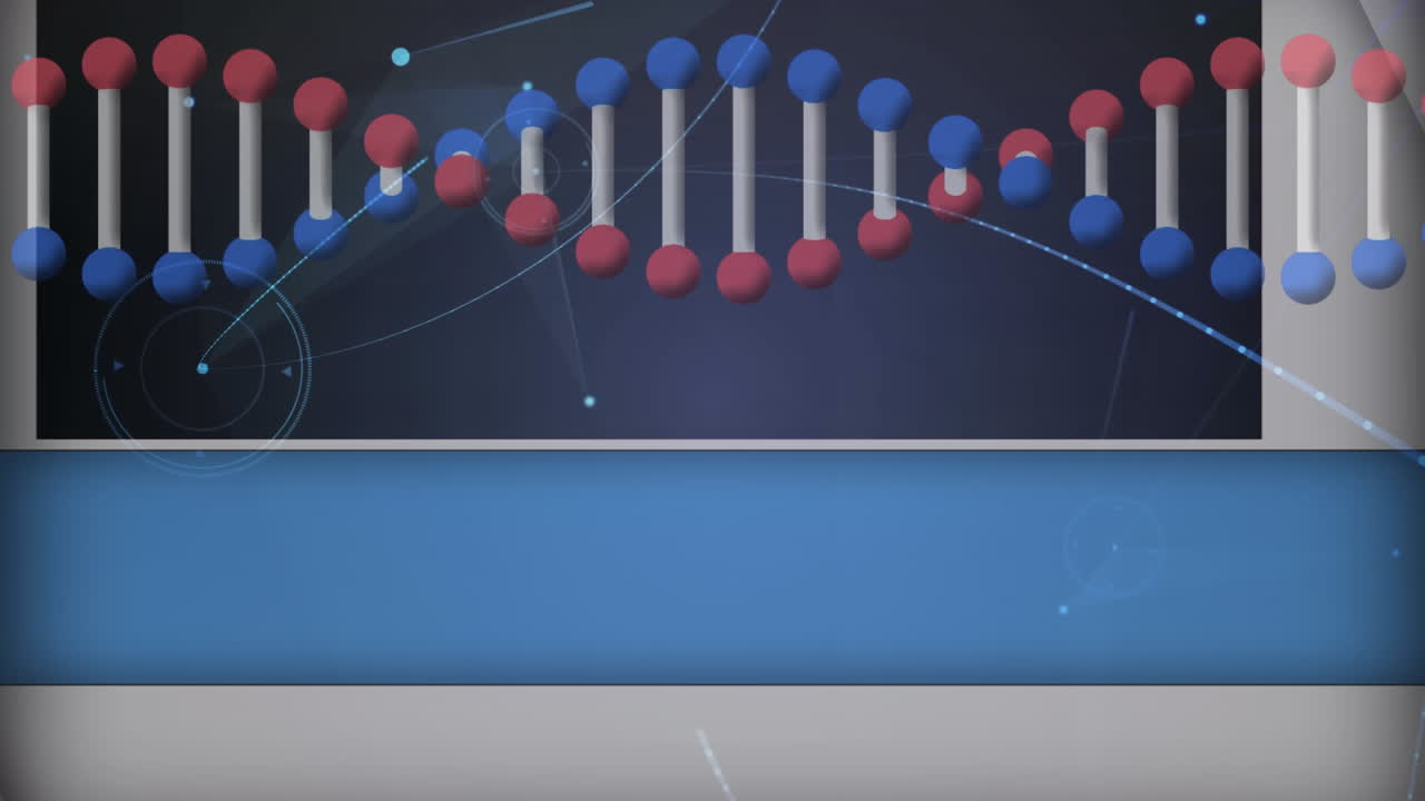 Animation of dna strand spinning with network of connections