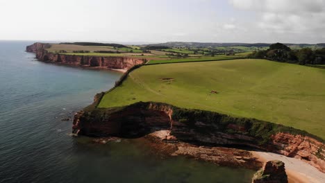 aerial view of scenic english coastal cliffs between sidmouth and budleigh salterton