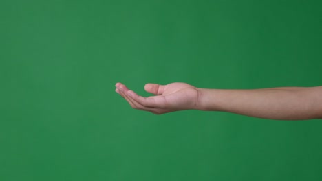 trembling hand asking for help over green screen