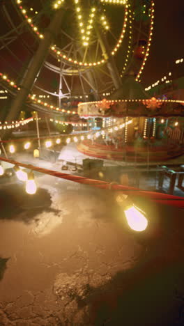 empty amusement park at night