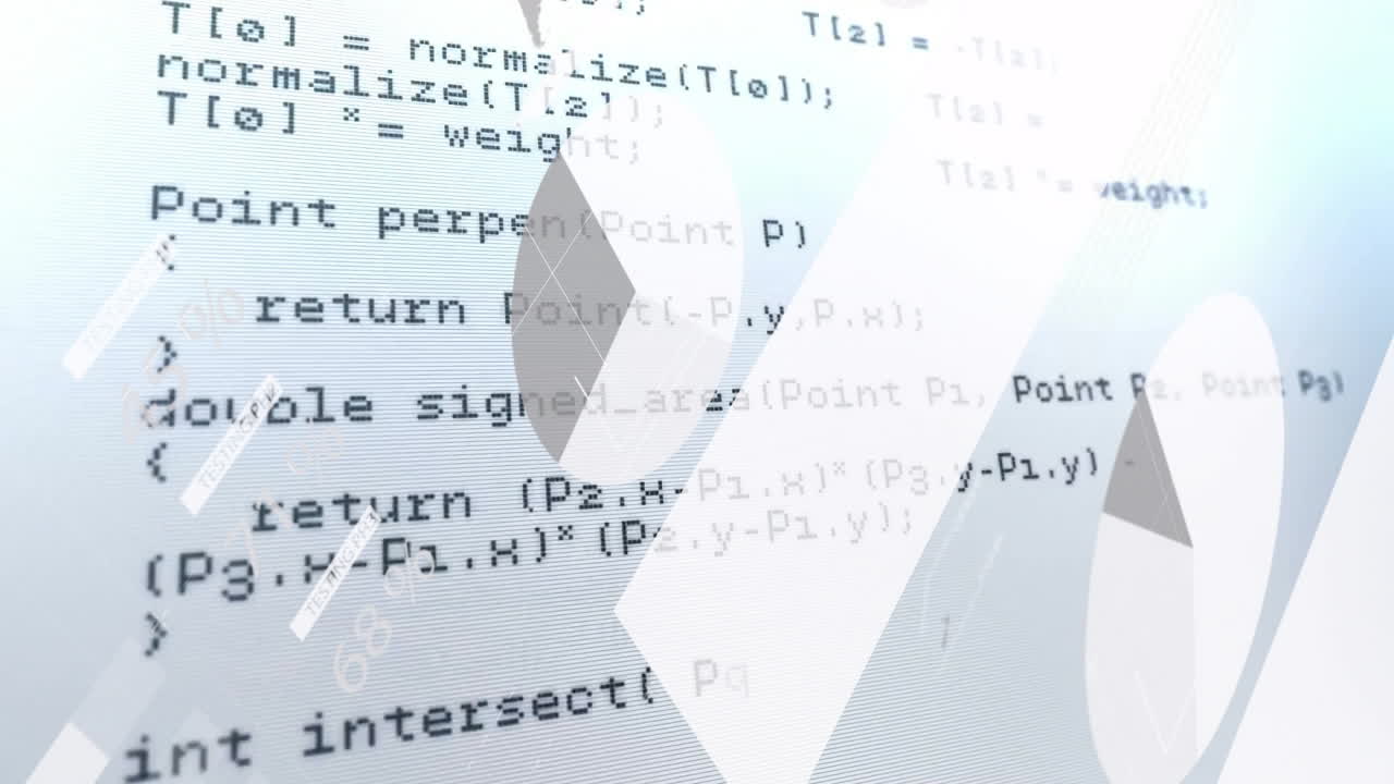 Animation of financial data processing on blue background