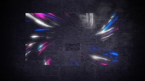 animation of colourful light trails on gray background