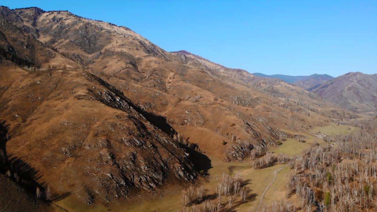 Panoramic View of Dry Mountain Landscape and Valley