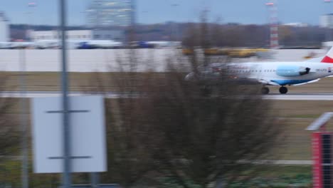 austrian airline plane landing at airport