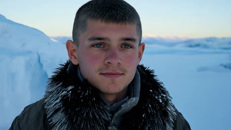 young man in a snowy landscape