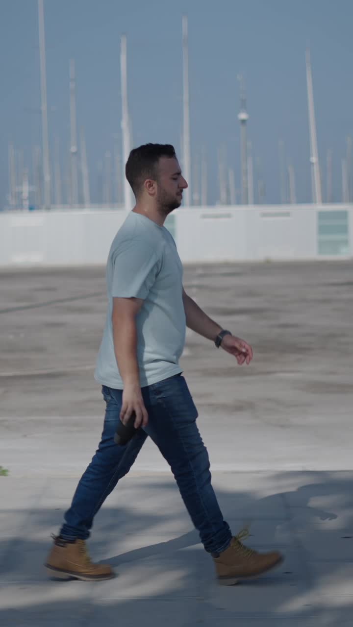 Man walking outdoors in casual wear