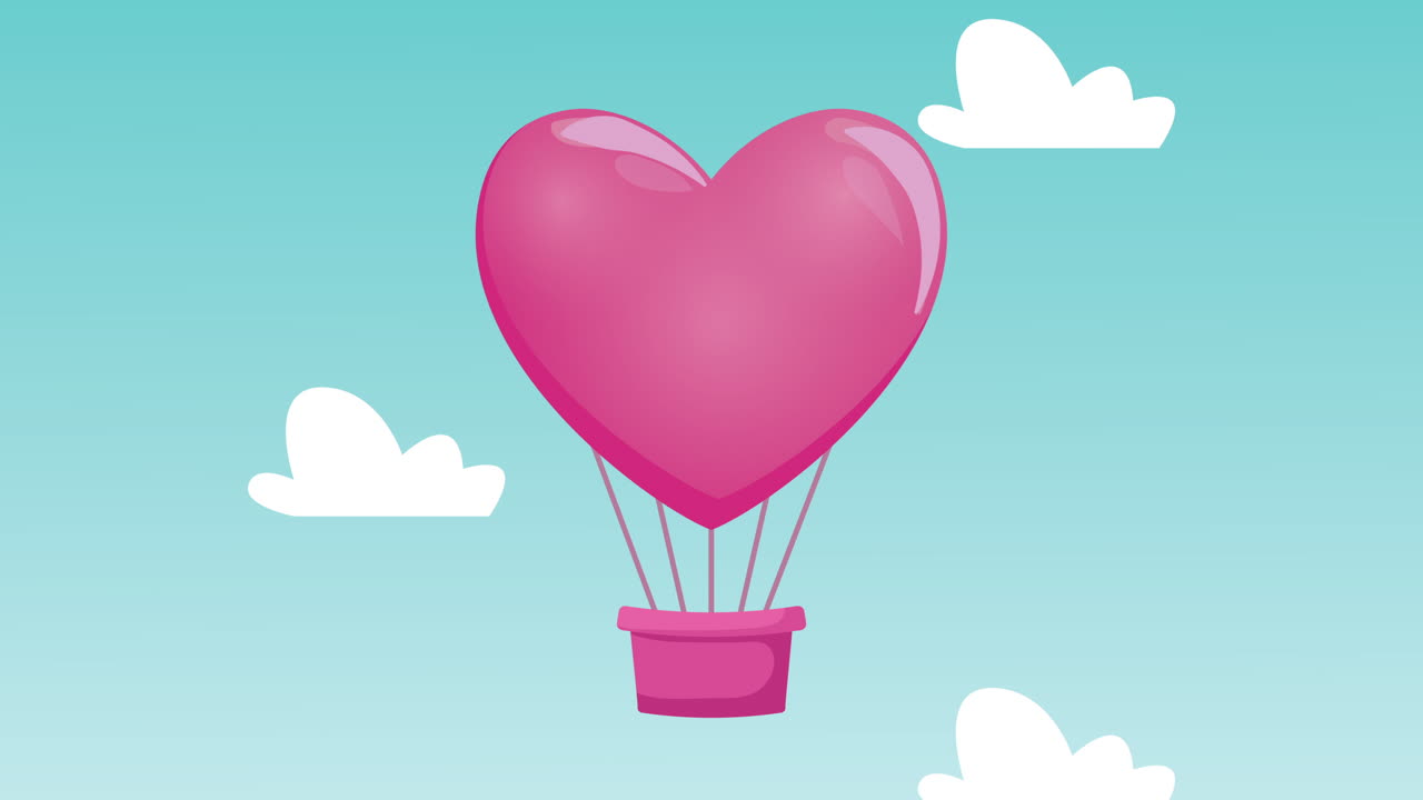 globo de aire caliente en forma de corazón rosado