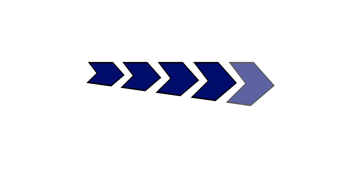 Animated Blue Arrows Moving Forward on White Background
