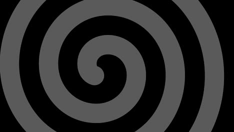 dibujo gráfico en blanco y negro con efecto estroboscópico e hipnótico, mientras gira en el sentido de las agujas del reloj y aumenta de tamaño.