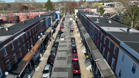 dense populated street in american suburbia