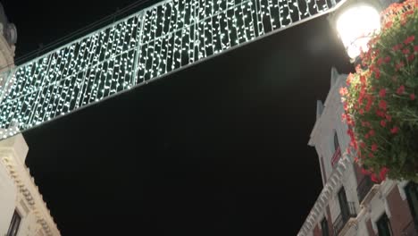 night view of a city bridge decorated with lights