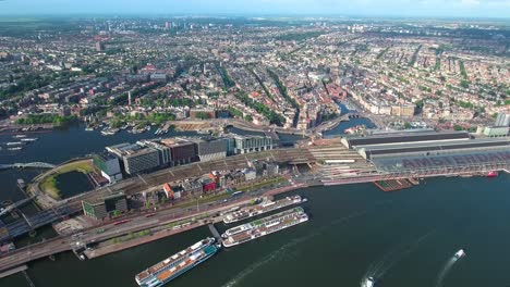 city aerial view over amsterdam