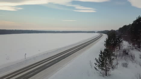 snowy highway through winter landscape