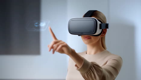 woman using a vr headset for an immersive virtual experience