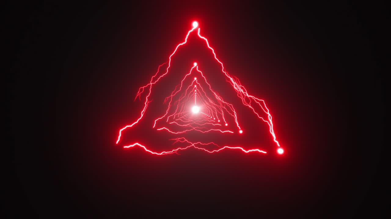 Red Glowing Triangle Tunnel with Lightning