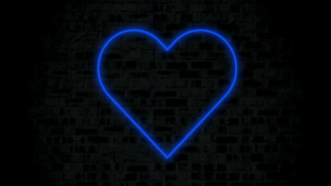 animación de un corazón de neón azul que parpadea sobre un fondo negro
