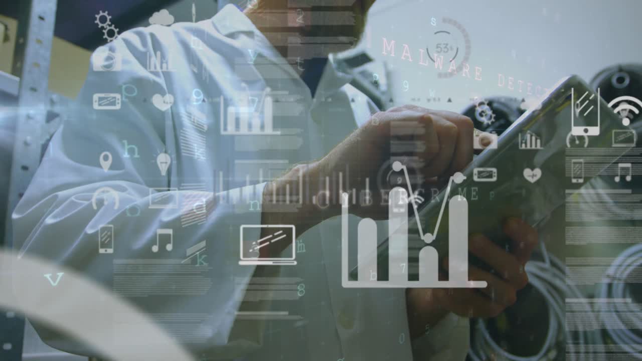 ecuaciones matemáticas sobre el hombre en la tablilla en el taller.