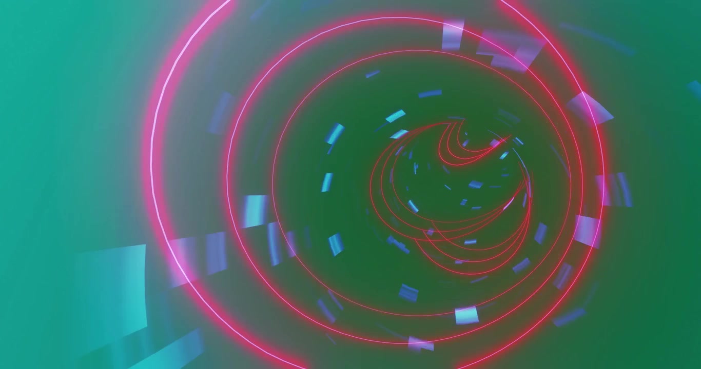 Gloeiende rode en blauwe neoncirkels animatie.