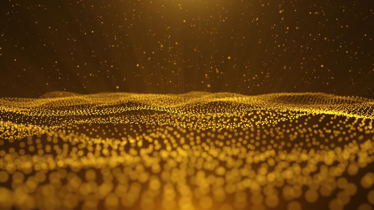 Abstract background of golden glittering, shining particles. Digital ...