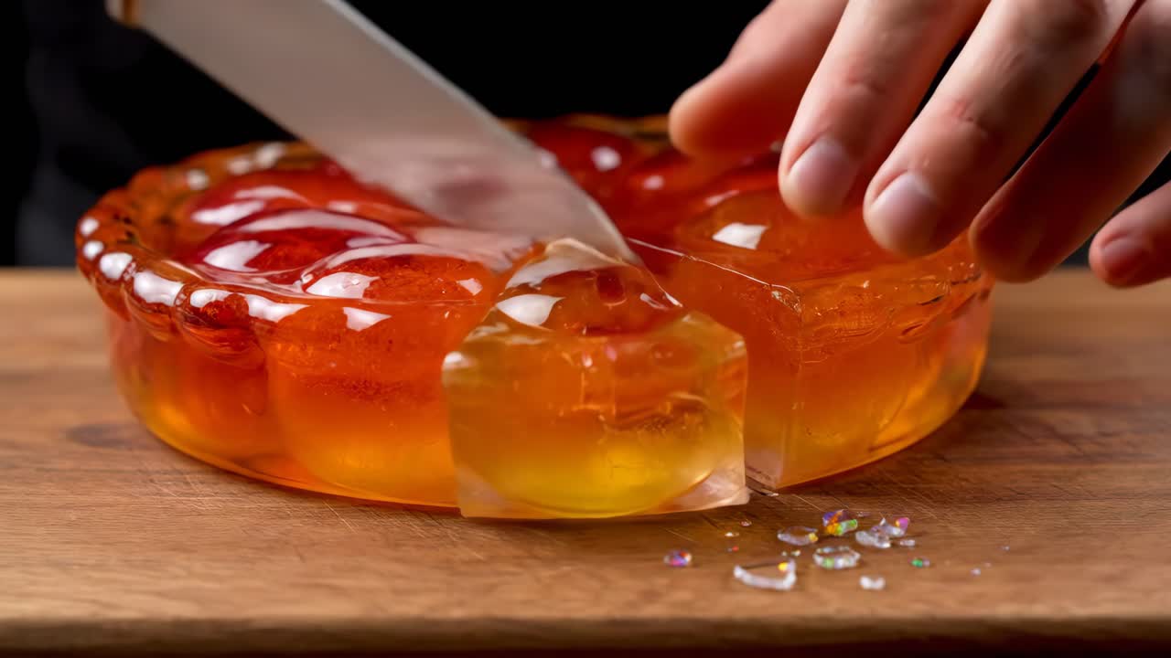 Cutting into a Jelly Dessert
