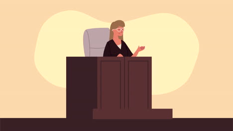 female judge seated in podium animation