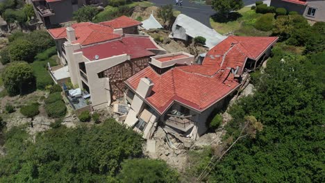 aerial view of erosion - home taken by landslide