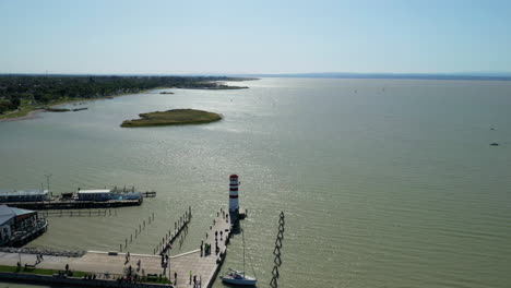 Aerial-drone-shot-of-a-lighthouse.-Panning-down