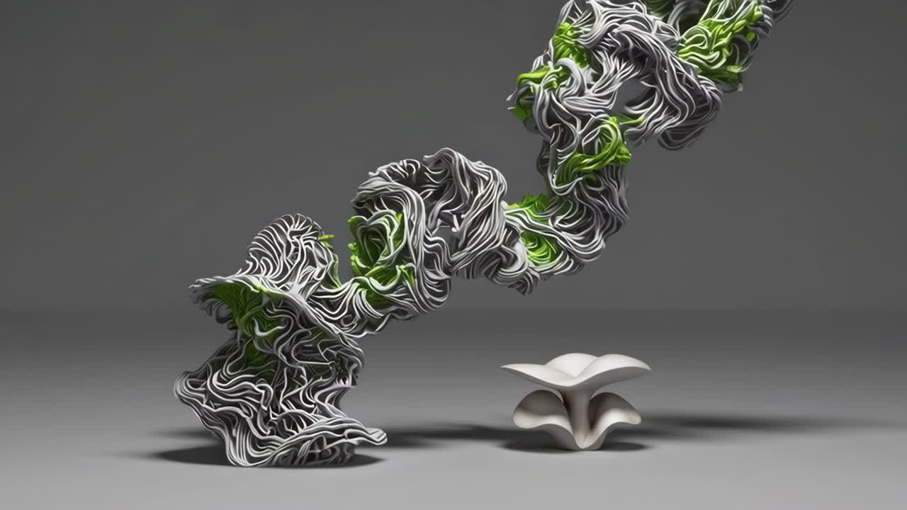 escultura renderizada en 3d abstracta con formas orgánicas