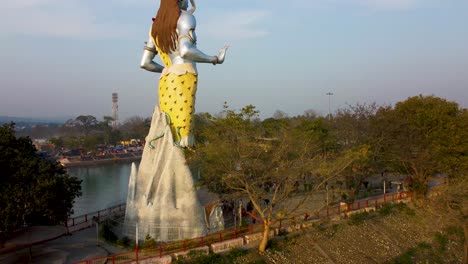 hindu god shiva statue with bright blue sky background at morning from different angle video is taken at haridwar uttrakhand india on mar 15 2022