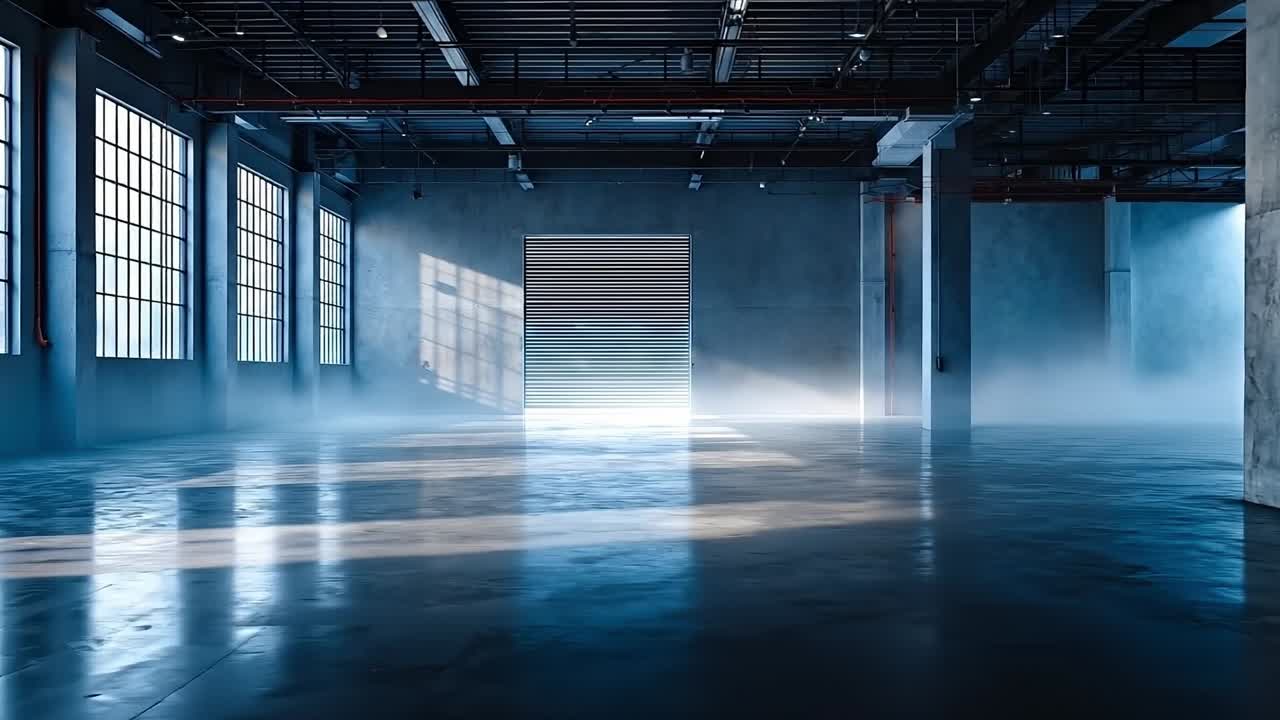 A large empty room with a lot of windows in it