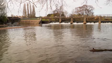 4k view of a pedestrian bridge crossing the river tone in taunton somerset