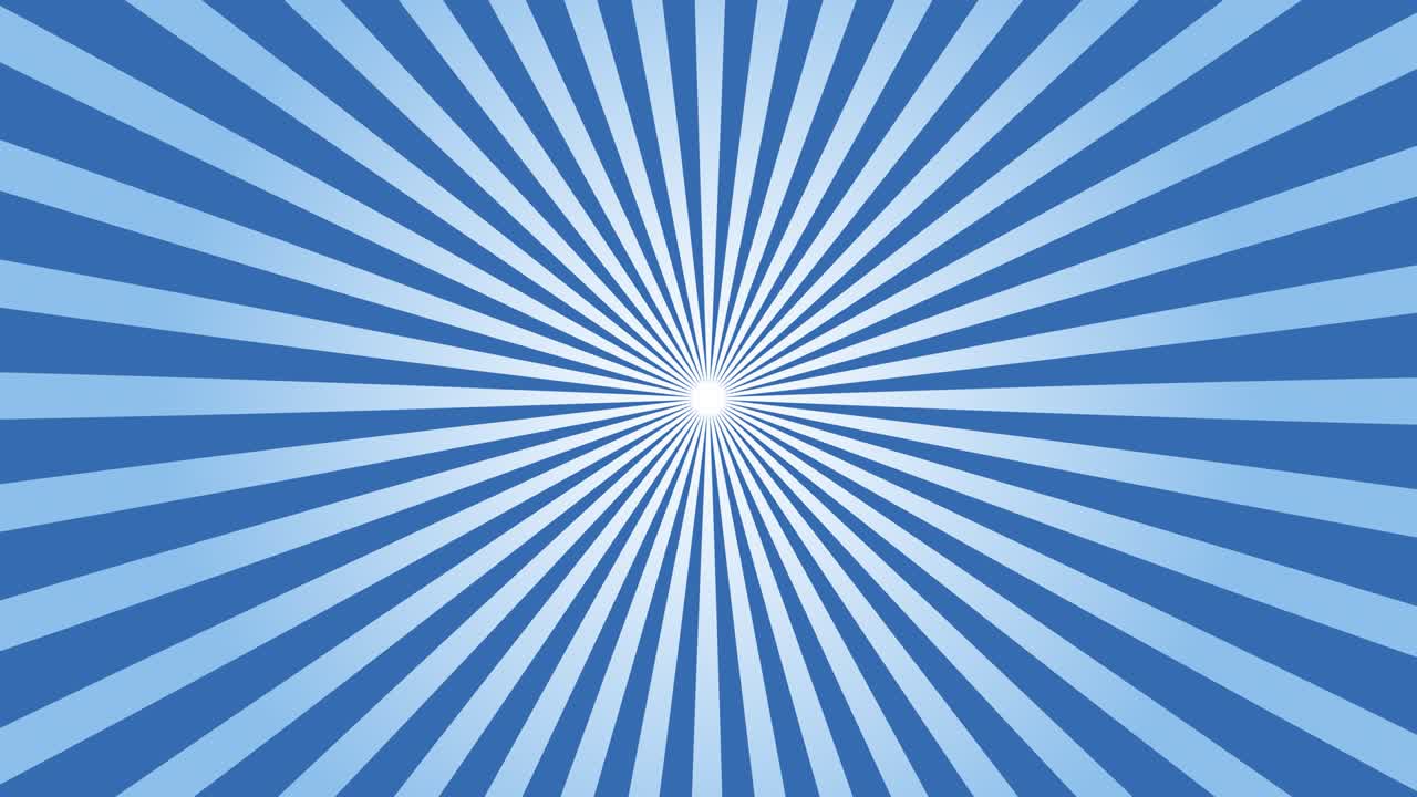 Radiate blue and light blue lines spin around the center of the background.