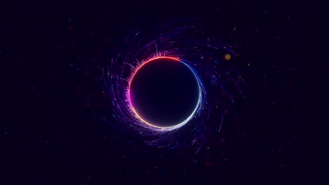 glowing neon ring dynamic light trails emits energy across deep spacelike background circular