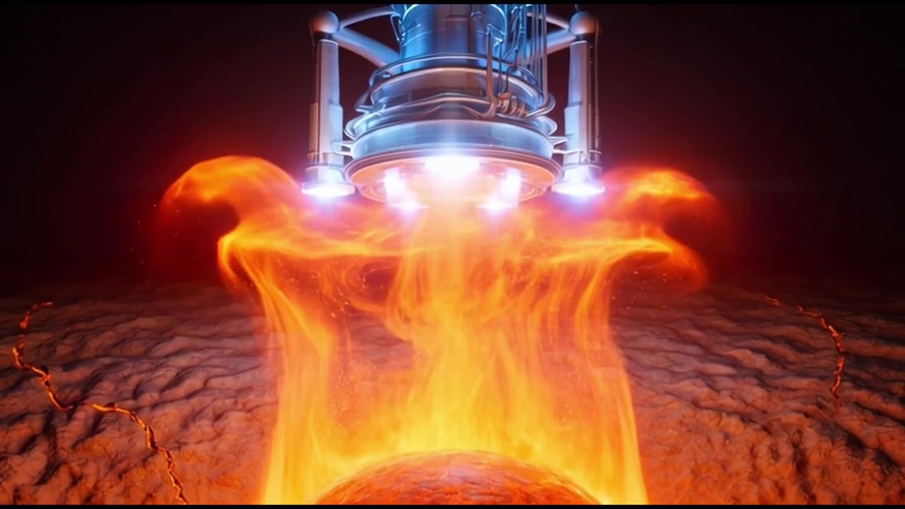 Futuristische machine die geothermische energie wint uit de aardkern.