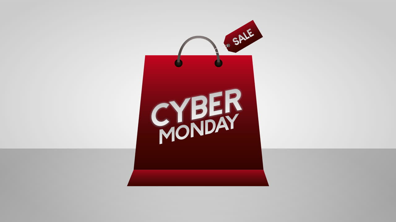 쇼핑 가방과 함께 사이버 월요일 애니메이션