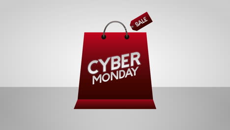 cyber monday animation with shopping bag