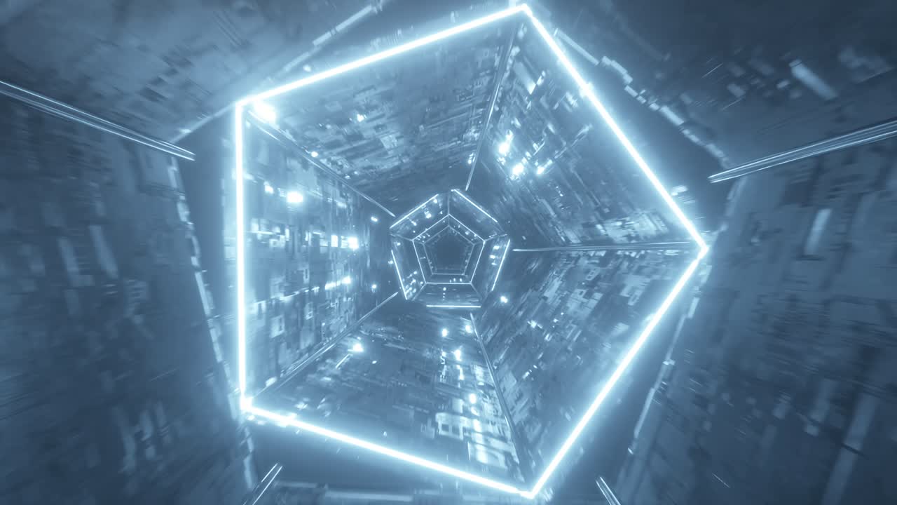 추상적인 미래주의 네온 터널